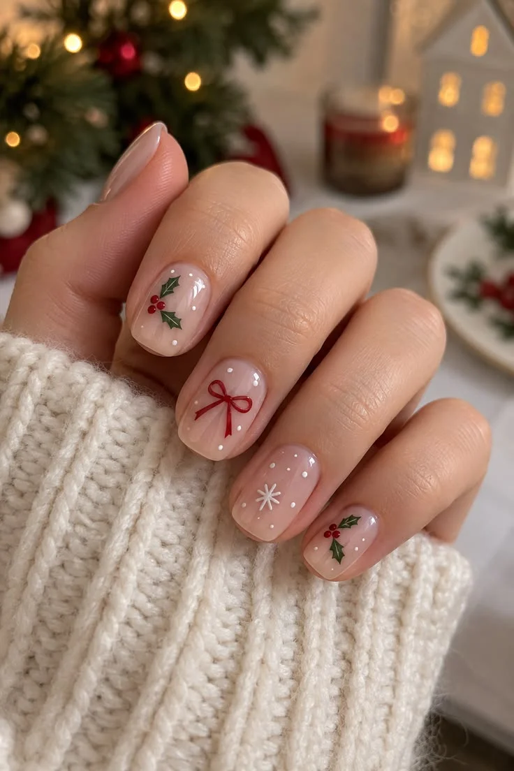 mẫu nail Noel đơn giản