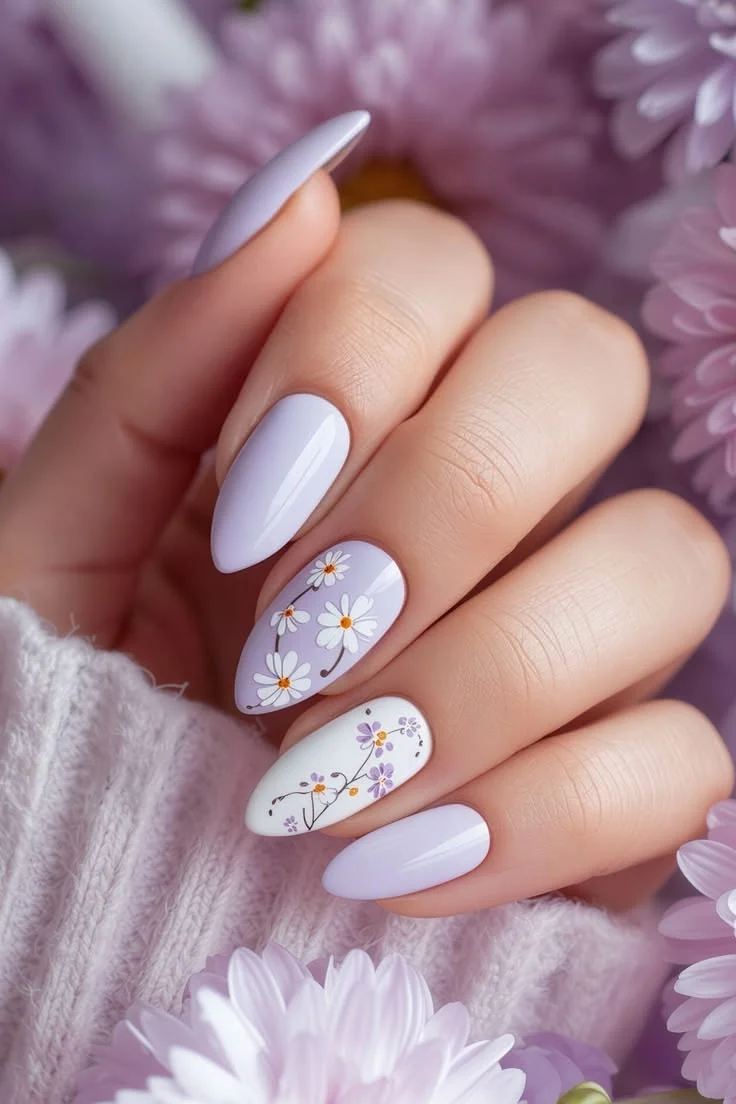 mẫu nail vẽ hoa đơn giản
