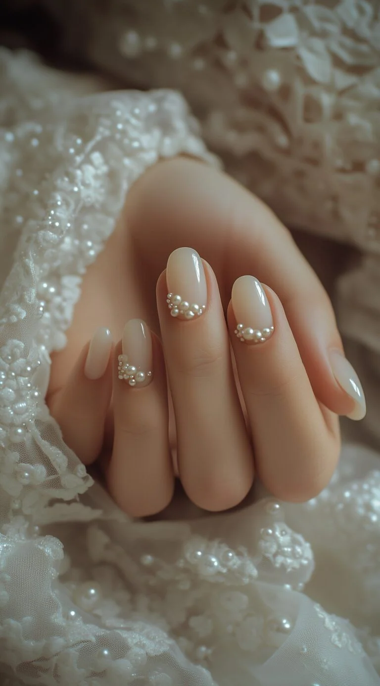 mẫu nail cô dâu đơn giản