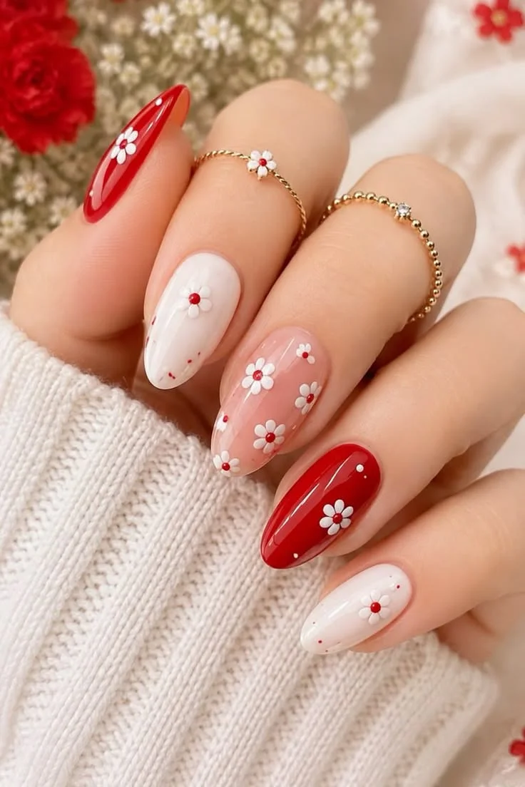 mẫu nail vẽ hoa đơn giản