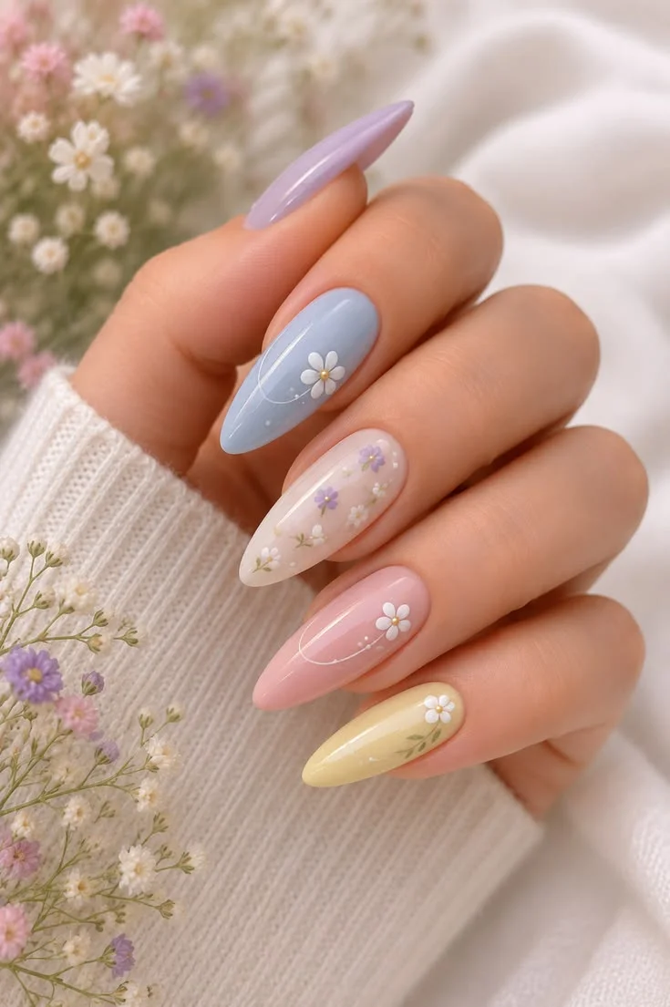 mẫu nail vẽ hoa đơn giản